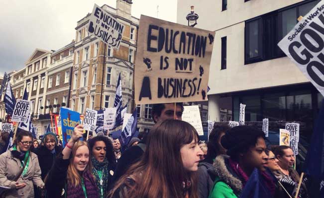 School students turned out in large numbers to support their teachers. Photograph Feyzi Ismail