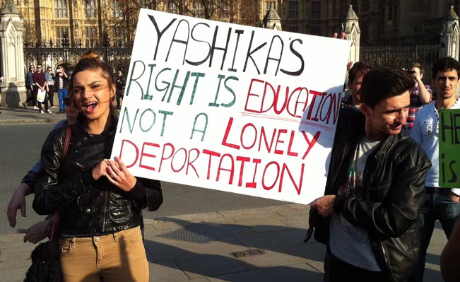 Fellow students protest in Parliament Square