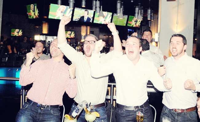 Winning: Fans watch the match in the Newcastle city centre Photo Credit: North News & Pictures ltd