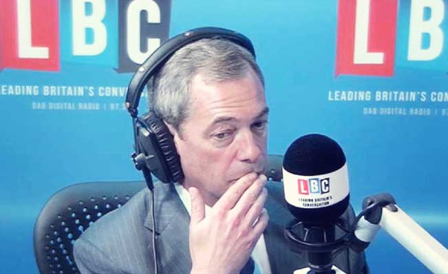 Ukip spin doctor forced to intervene as Farage falters in disastrous radio interview 