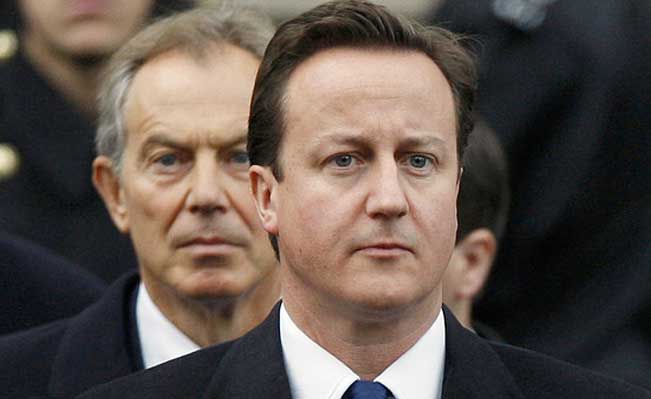 Blair and Cameron at the Cenotaph. Photo: Kirsty Wigglesworth/Associated Press