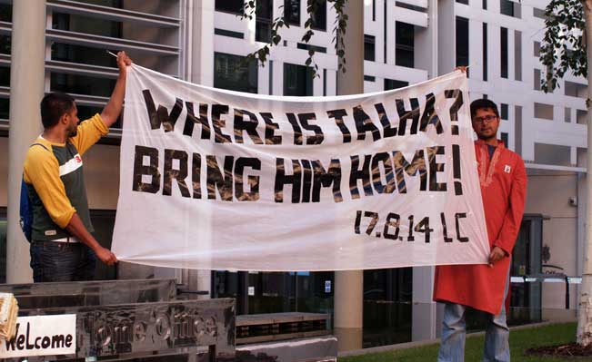 Talha Ahsan protest outside the Home Office