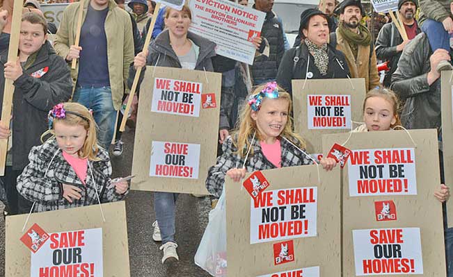 Protestors marching to save social housing at the New Era Estate in Hackney. Photo: Jules Annan