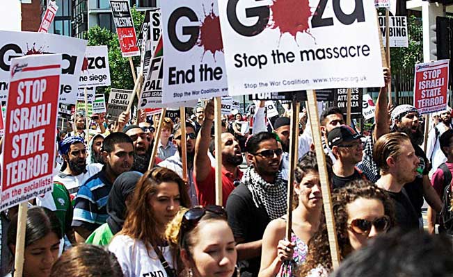 #GazaJ26 - Stop the Massacre in Gaza protest, London. Photo: Jim Aindow