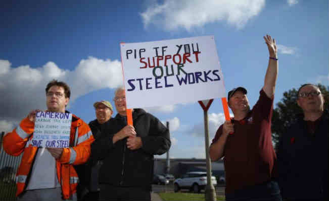 steel workers protesting