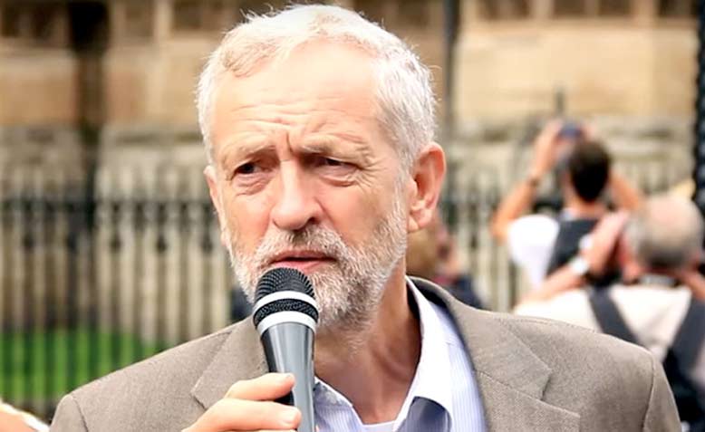 Jeremy Corbyn speaking outside Parliament. Photo: YouTube/RevolutionBahrainMC