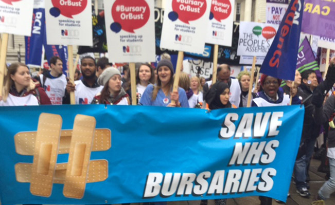 Student nurses march against cuts