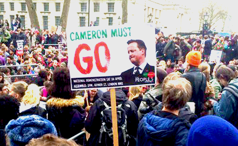 Thousands march outside Downing Street calling for David Cameron's resignation. Source: @Taaliah76