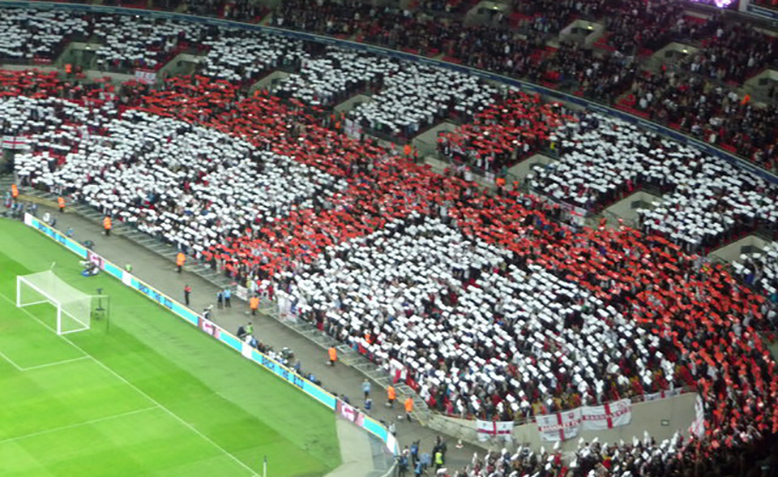 England fans create St George's cross at Wembley. Photo: geograph.org.uk