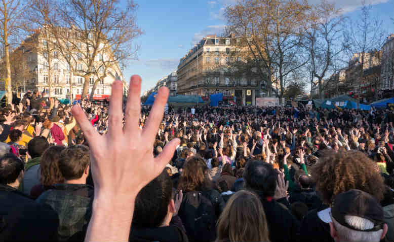 Nuit debout protest at Place de la République, Paris, April 2016. Photo: Flickr/Olivier Ortelpa