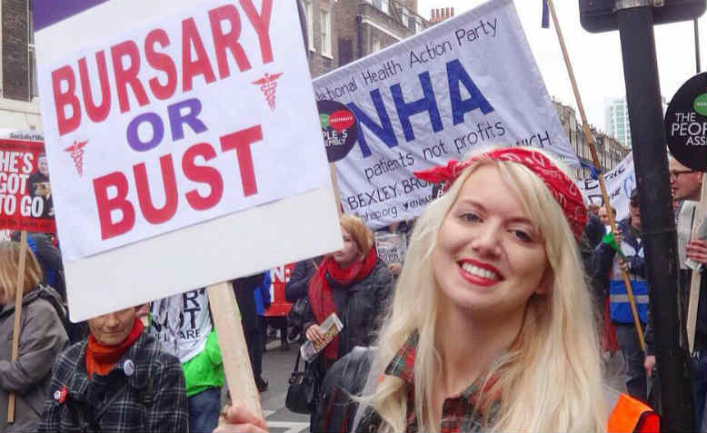 Shelly Asquith on the People's Assembly demonstration on 16 April in London. Photo: Facebook