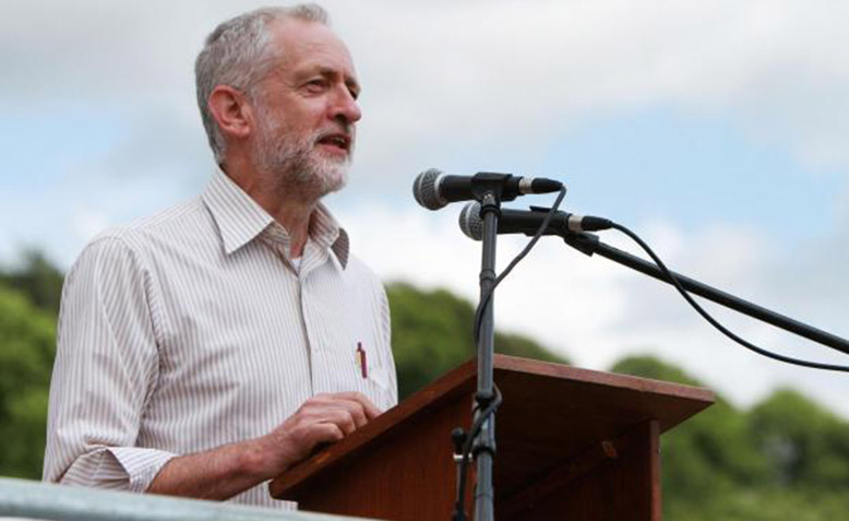 Jeremy Corbyn speaking at the Miners' Gala in 2015. Photo: durhamminers.org