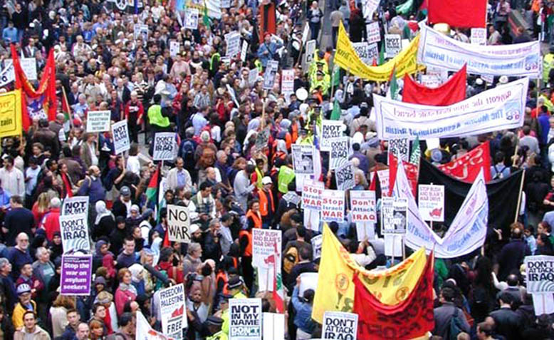 Protestors at the 2003 anti-war demonstration in London. Photo: Wikipedia