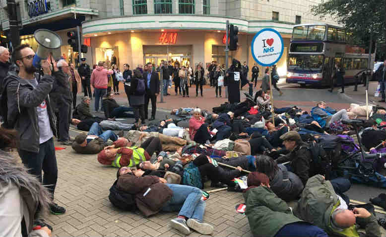 Protesters staging the die-in, Bristol. Photo: William Hendy