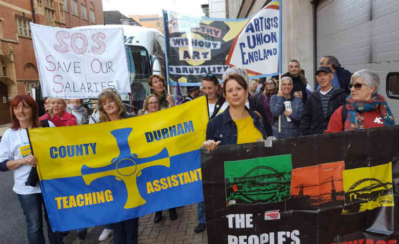 Durham TAs taking their fight to the street, Birmingham, 2 October 2016. Photo: Cathy Crowther