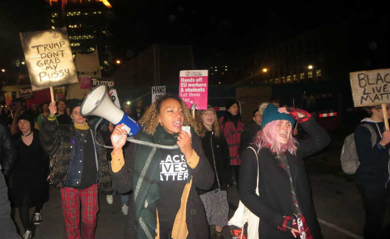 Protesters on the anti-Trump demonstration, Bristol. Photo: Jack Sherwood