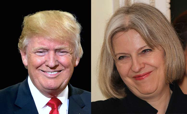 Donald Trump and Theresa May. Photo: Modified from Wikipedia & Flickr