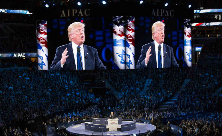 Trump addresses AIPAC. Photo:Flickr/Lorie Shaull