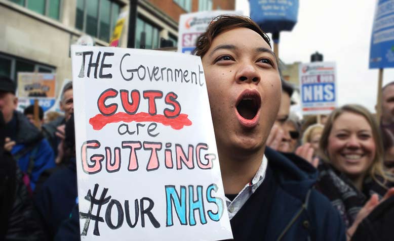 Protestor at 'Our NHS' demonstration on 4 March. Photo: Jim Aindow