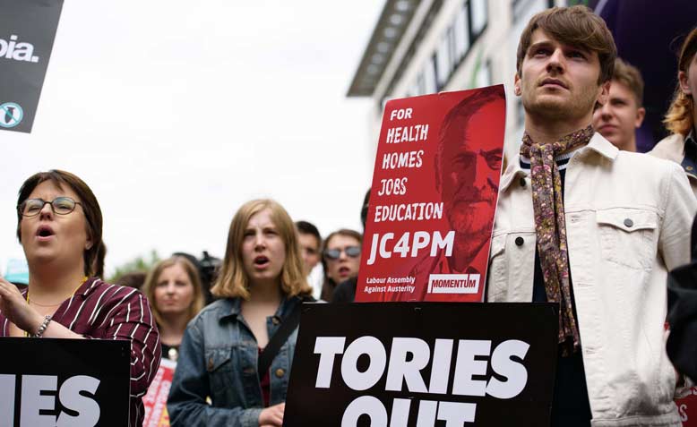 Protester at Not one more day #ToriesOut demonstration 1st July. Photo: Jim Aindow