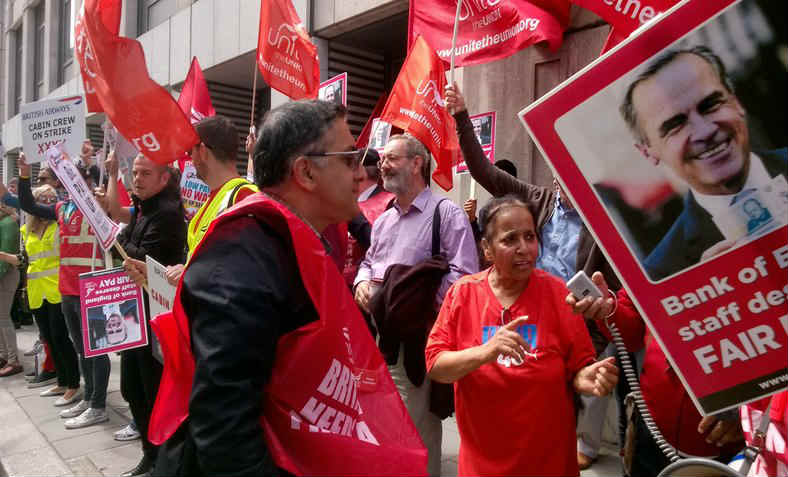 Unite members protesting