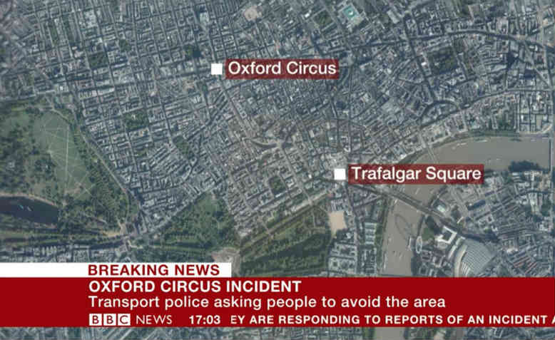 Breaking news on BBC about Oxford street incident