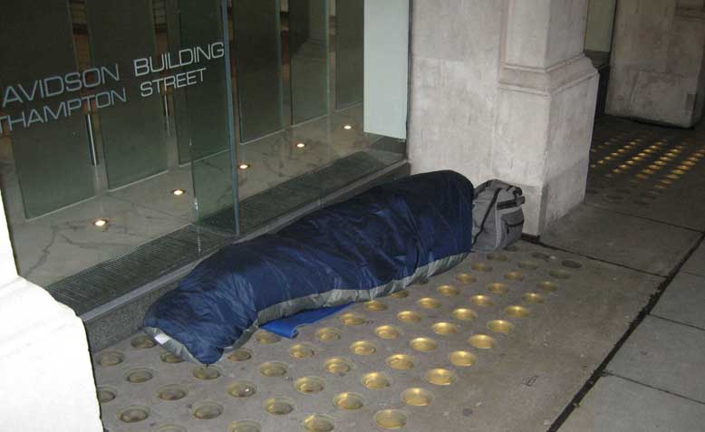 Homeless sleeper in Covent Garden. Photo: WIkimedia Commons