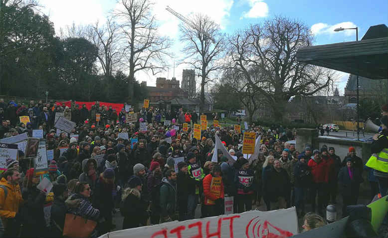 Picket line at Bristol University, Monday 26th February. Photo: Jack Hazeldine