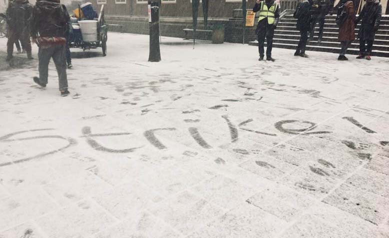 Lecturers get creative on the SOAS picket line. Photo: Feyzi Ismail