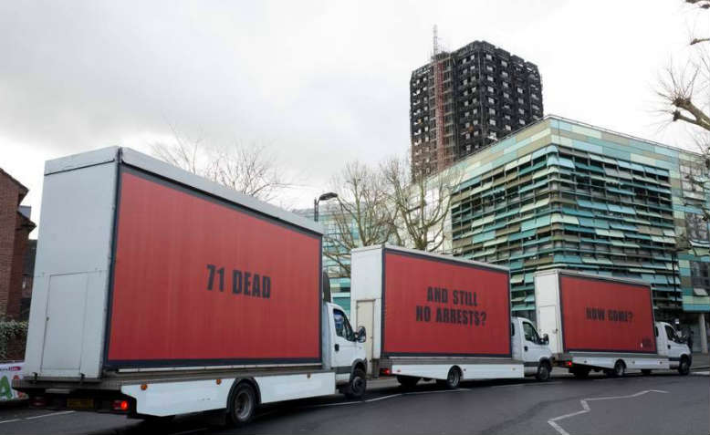 3 Billboards outside Grenfell. Photo: Facebook/Justice4Grenfell