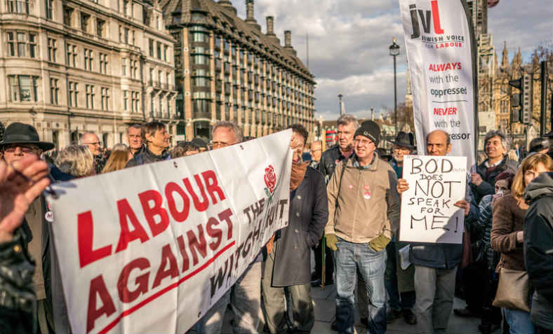 Protest in Parliament Square against false claims of antisemitism against Jeremy Corbyn, March 2018. Photo: Jewish Voice for Labour