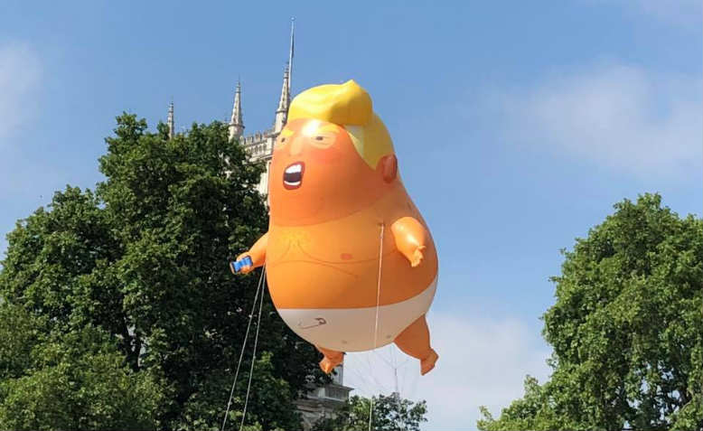 Trump baby flying in Parliament Square, Friday 13th July. Photo: Shabbir Lakha