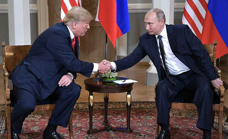 Trump and Putin meet in Helsinki, July 2018. Photo: Wikimedia Commons