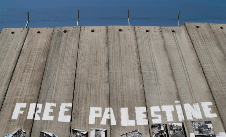 Israel's Wall in Bethlehem, West Bank, April 2011, on which has been neatly painted 