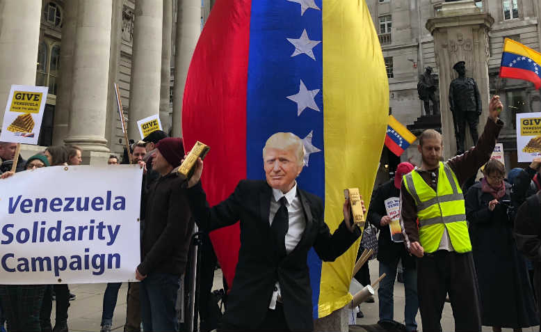 Venezuela Solidarity Campaign picket of Bank of England, 7 February 2019. Photo: Shabbir Lakha