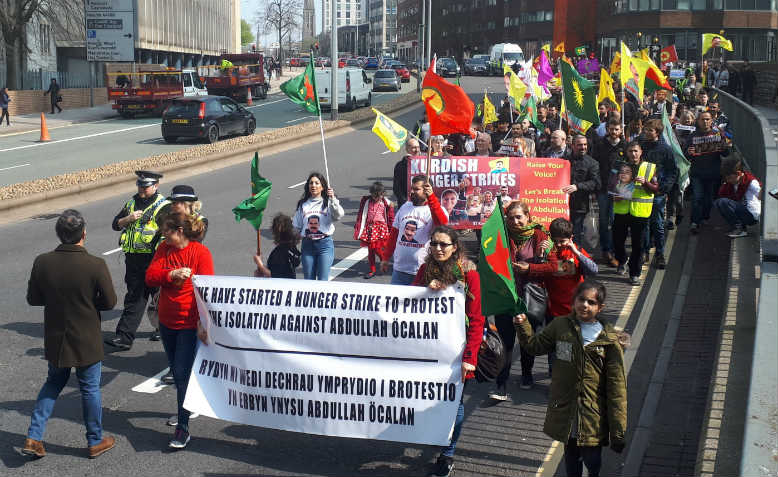 Protesters marching through Cardiff, April 2019. Photo: Kevin Potter