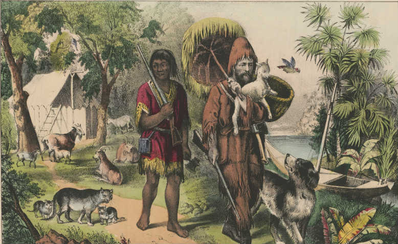 Robinson Crusoe and his man Friday. Published by Currier & Ives 1874, Library of Congress