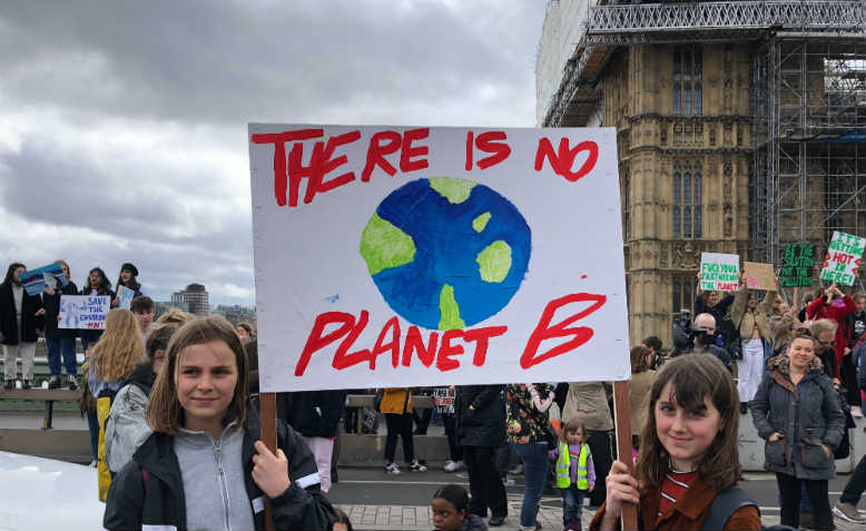 Students occupying Westminster Bridge, Youth Climate Strike 15th March. Photo: Shabbir Lakha