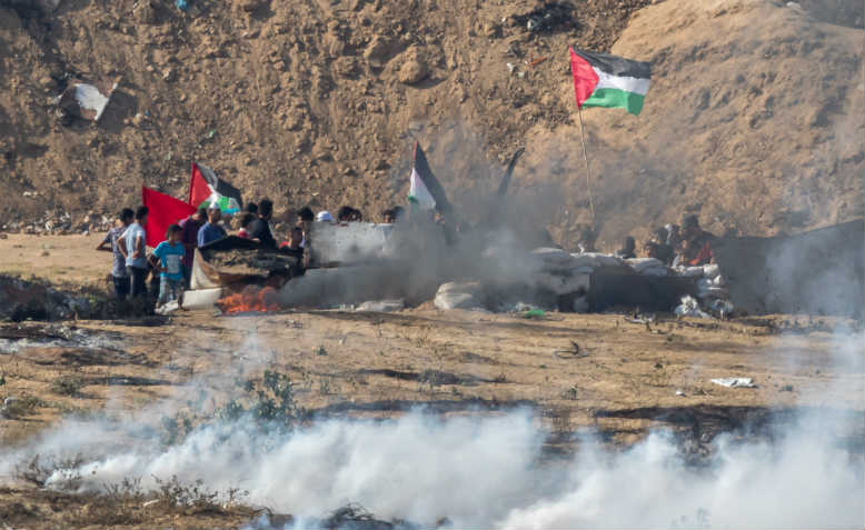 Protesters teargassed at Gaza border. Photo: Wikimedia Commons