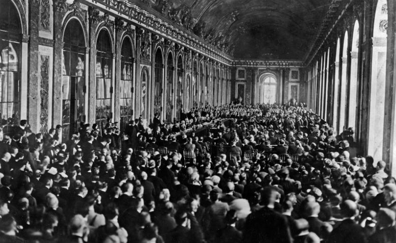 The signing of the Treaty of Versailles