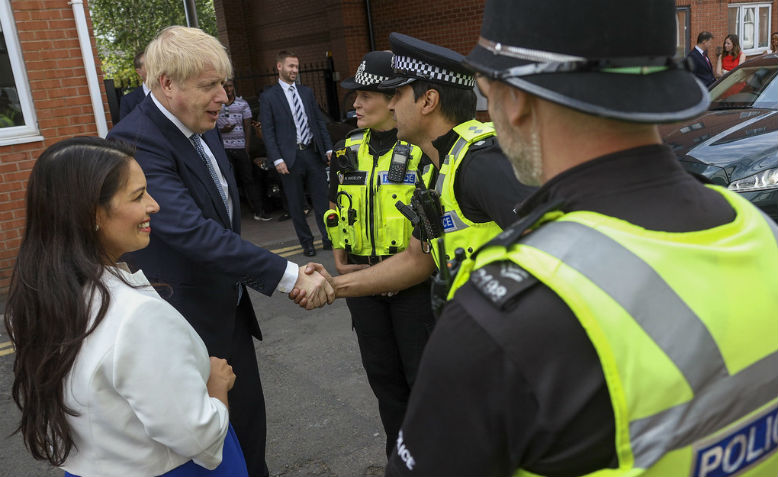 Prime Minister Boris Johnson visits police in Birmingham