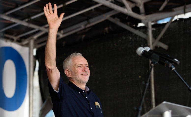 Jeremy Corbyn speaking at #OurNHS70 rally. Photo: Jim Aindow