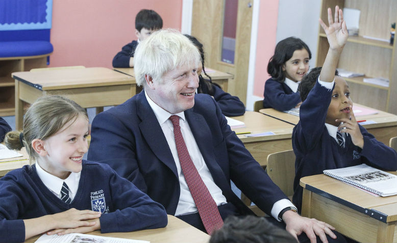 Boris Johnson in a classroom