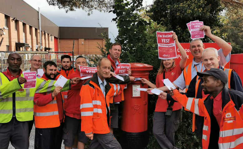 Postal workers voting to take strike action. Photo: Facebook/The Communications Union