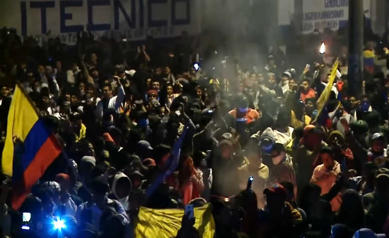 Ecuador protesters celebrate. Photo: YouTube