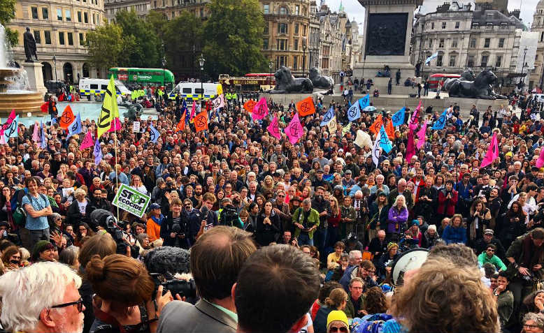 Extinction Rebellion, Trafalgar Square. Photo: Shabbir Lakha