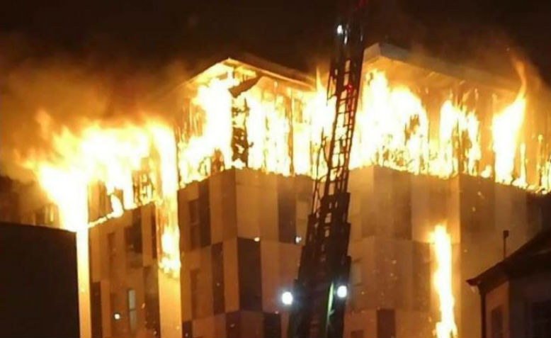 Housing block fire