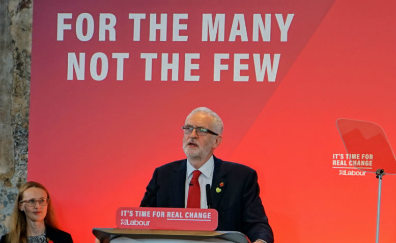 Jeremy Corbyn speaking at the general election campaign launch. Photo: Neda Radulović-Viswanatha