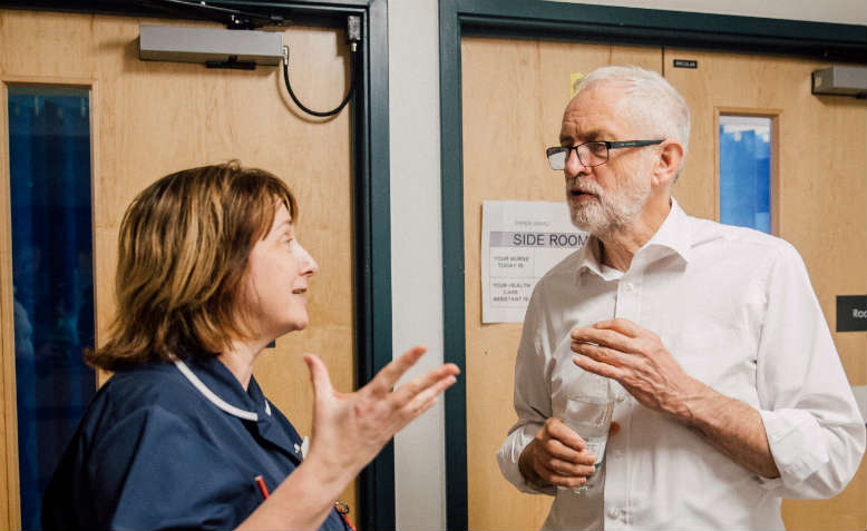 Jeremy Corbyn visiting Crawley Hospital. Photo: Public Domain