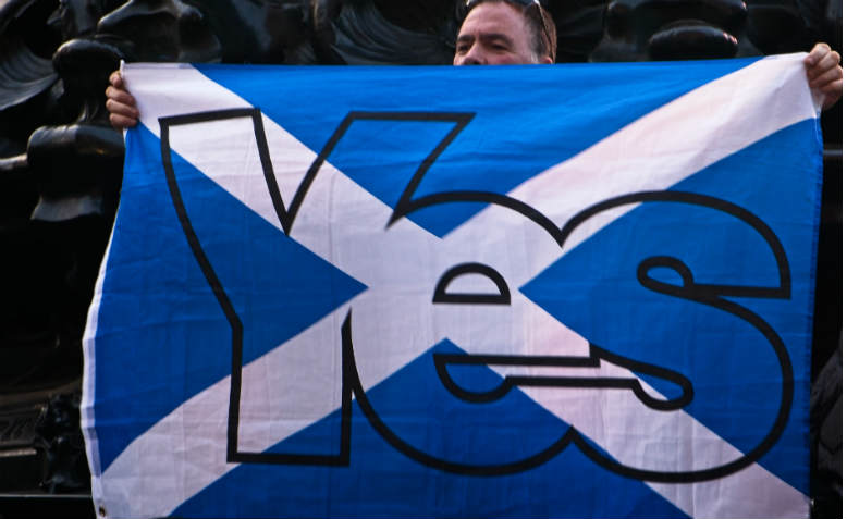 Yes to Scottish independence flag. Photo: Flickr/Garry Knight